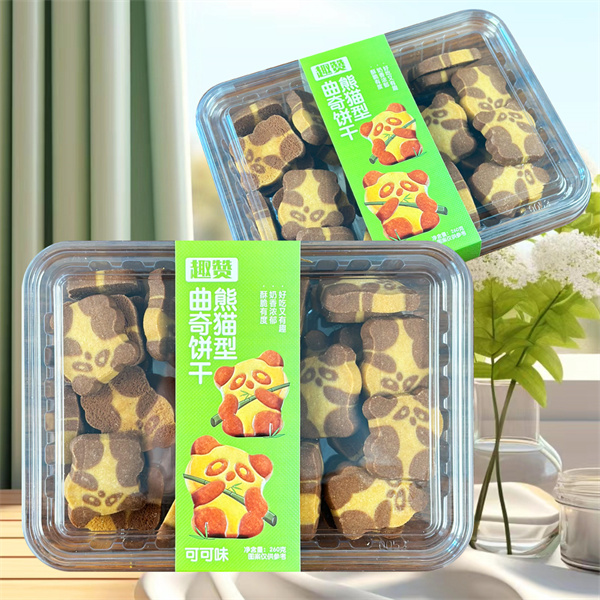 趣赞260g可可味熊猫型曲奇饼干